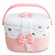 Premium Baby Storage Basket with Handle & Cute Vehicle Print | Quilted Nursery Organizer