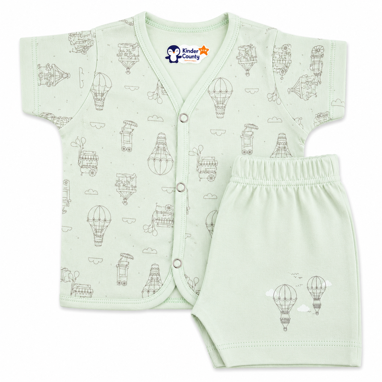 Kinder County Baby Cotton Half Sleeve Jabla & Shorts Set – Soft Breathable Newborn Clothing |0–3 Months