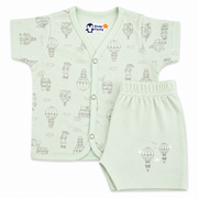 Kinder County Baby Cotton Half Sleeve Jabla & Shorts Set – Soft Breathable Newborn Clothing |0–3 Months