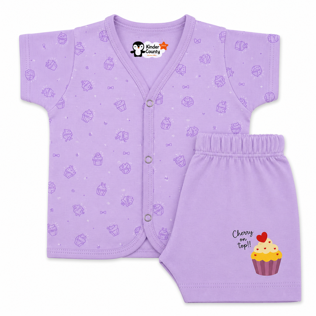 Kinder County Baby Cotton Half Sleeve Jabla & Shorts Set – Soft Breathable Newborn Clothing |0–3 Months