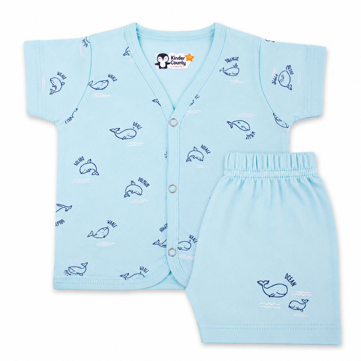Kinder County Baby Cotton Half Sleeve Jabla & Shorts Set – Soft Breathable Newborn Clothing |0–3 Months