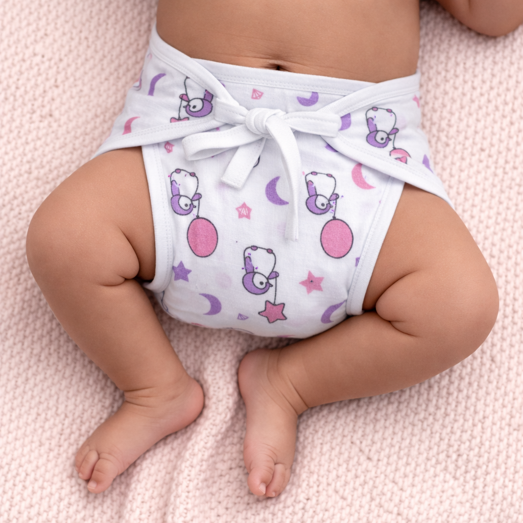 Printed Muslin Nappies for Baby | Soft & Breathable Cotton Reusable Cloth Diapers | Washable Langot for Newborns & Infants