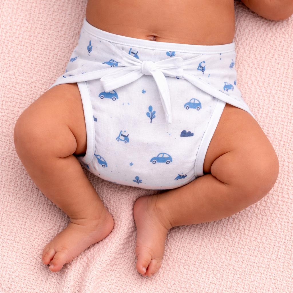 Printed Muslin Nappies for Baby | Soft & Breathable Cotton Reusable Cloth Diapers | Washable Langot for Newborns & Infants