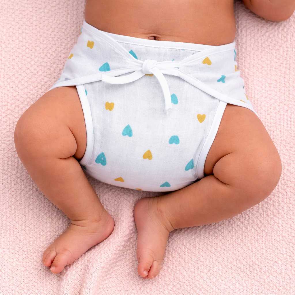 Printed Muslin Nappies for Baby | Soft & Breathable Cotton Reusable Cloth Diapers | Washable Langot for Newborns & Infants