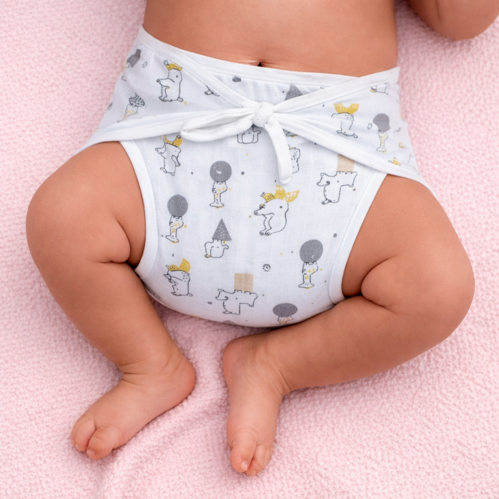 Printed Muslin Nappies for Baby | Soft & Breathable Cotton Reusable Cloth Diapers | Washable Langot for Newborns & Infants