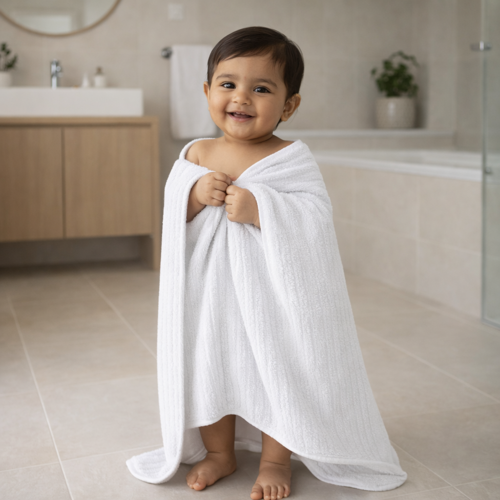 Micro Cotton LuxeLite Versatile Towel, White (size: 58x122 cms)