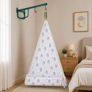 Thottil Cradle Cloth with Mosquito Net & Side Zip | Soft Cotton Baby Hammock Cloth for Newborn | Safe & Breathable Cradle Bedding( 3.6 Metres)