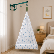 Thottil Cradle Cloth with Mosquito Net & Side Zip | Soft Cotton Baby Hammock Cloth for Newborn | Safe & Breathable Cradle Bedding( 3.6 Metres)