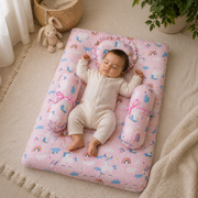 1ST STEP 100% Muslin Cotton Thick New Born Baby Bedding Mattress/Gadda Bed Set for Babies with 2 Side Bolster & Head Pillow