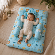 1ST STEP 100% Muslin Cotton Thick New Born Baby Bedding Mattress/Gadda Bed Set for Babies with 2 Side Bolster & Head Pillow