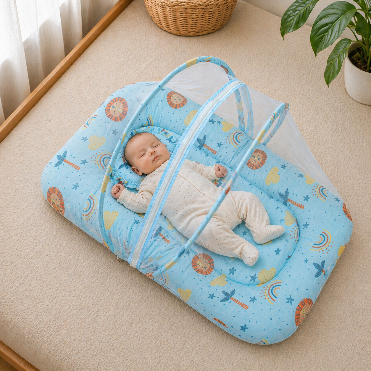 Premium Baby Bedding Set with Mosquito Net | 100% Insect Protection, Zip Closure & Baby Pillow