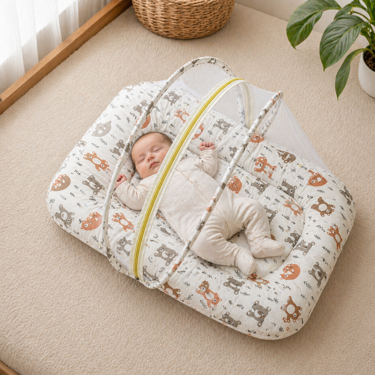 Premium Baby Bedding Set with Mosquito Net | 100% Insect Protection, Zip Closure & Baby Pillow