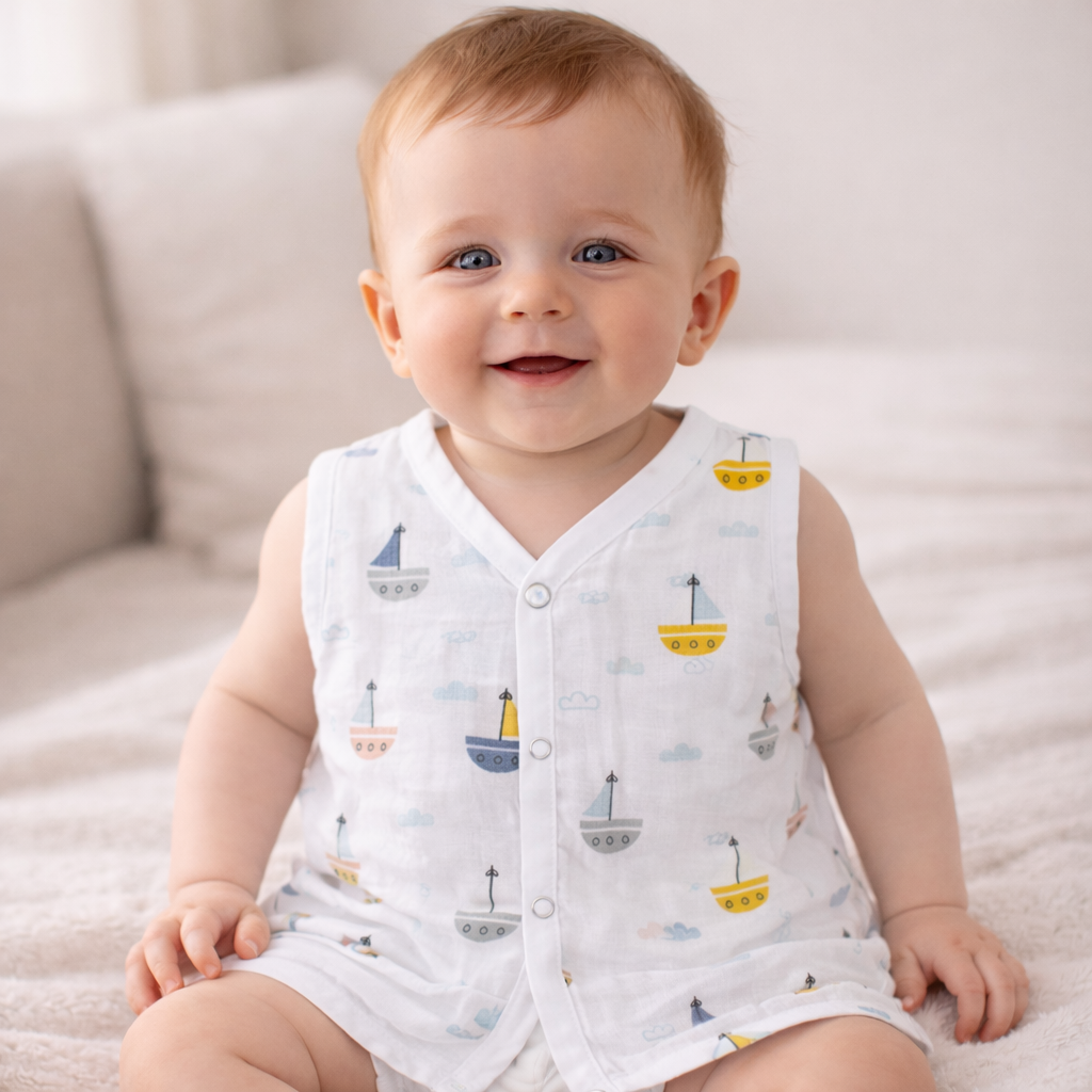 Muslin Button Type Jablas | Muslin Front Button Top For Babies