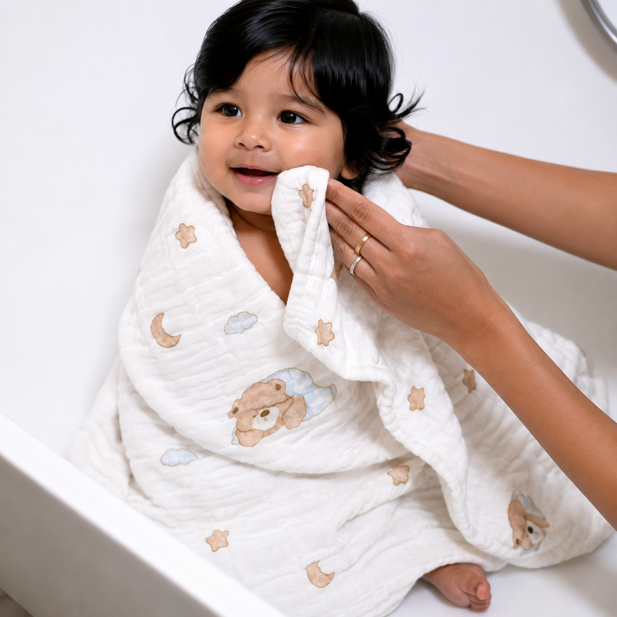 4 layer muslin baby towel – Design 3