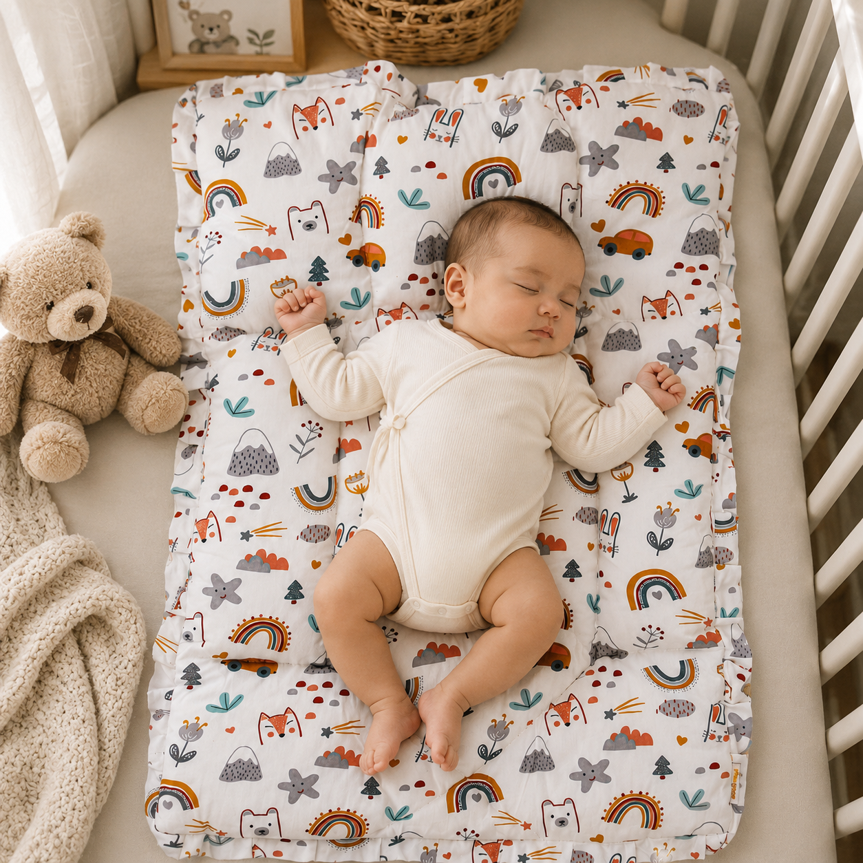 Premium Baby Bedding Mattress | Soft Cotton Quilted Baby Sleeping Bed | Lightweight & Comfortable | Newborn Baby Mattress