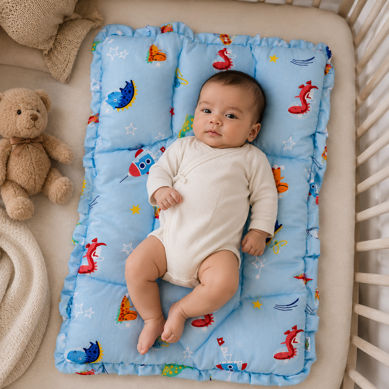 Premium Baby Bedding Mattress | Soft Cotton Quilted Baby Sleeping Bed | Lightweight & Comfortable | Newborn Baby Mattress