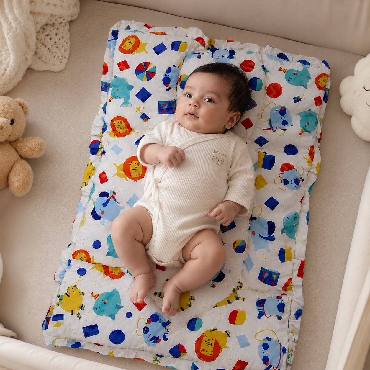Premium Baby Bedding Mattress | Soft Cotton Quilted Baby Sleeping Bed | Lightweight & Comfortable | Newborn Baby Mattress