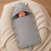 Premium Knitted Baby Wrapper Blanket with Hood & Bunny Ears | Soft Warm Newborn Swaddle Wrap | Baby Receiving Blanket