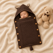 Premium Knitted Baby Wrapper Blanket with Hood & Bunny Ears | Soft Warm Newborn Swaddle Wrap | Baby Receiving Blanket