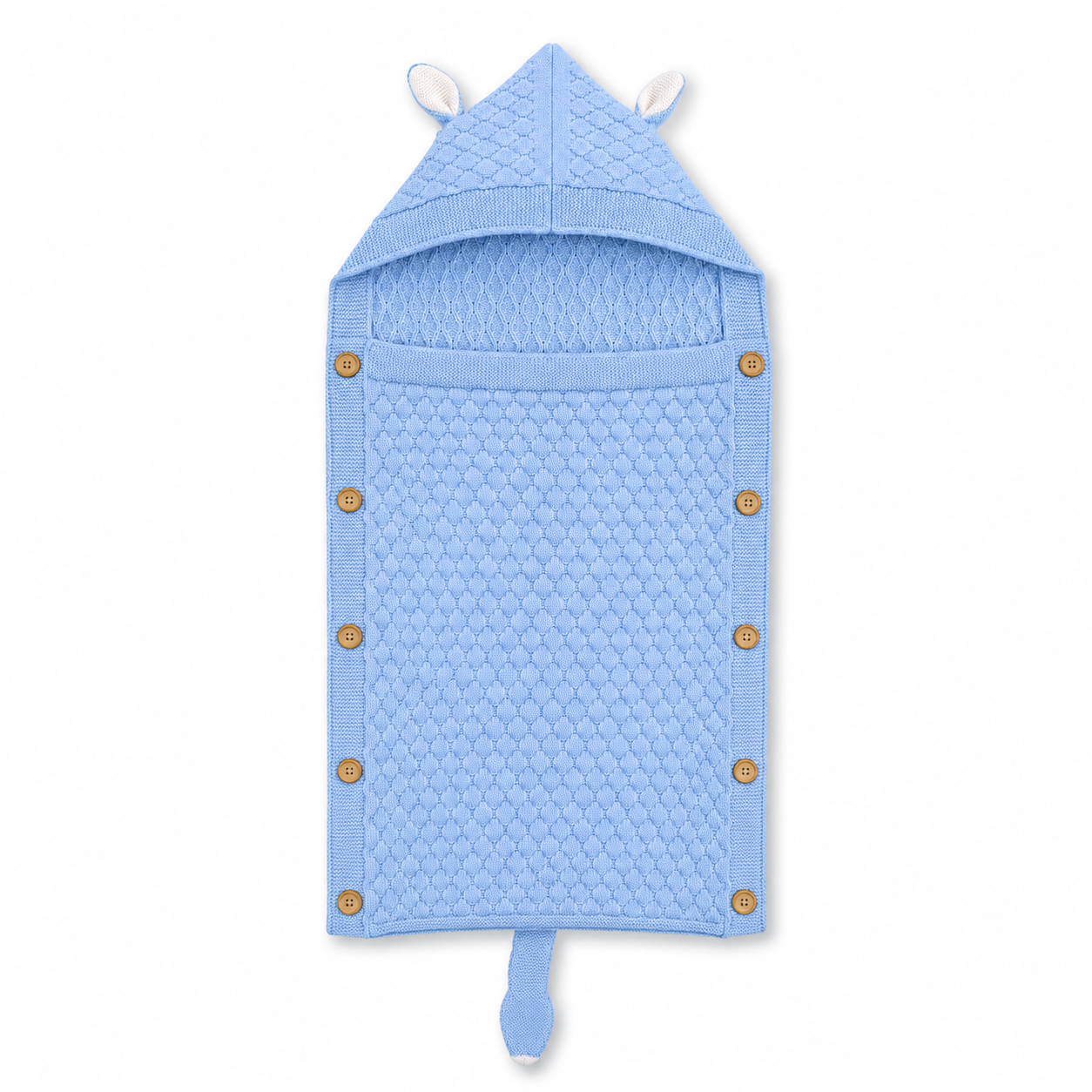 Premium Knitted Baby Wrapper Blanket with Hood & Bunny Ears | Soft Warm Newborn Swaddle Wrap | Baby Receiving Blanket