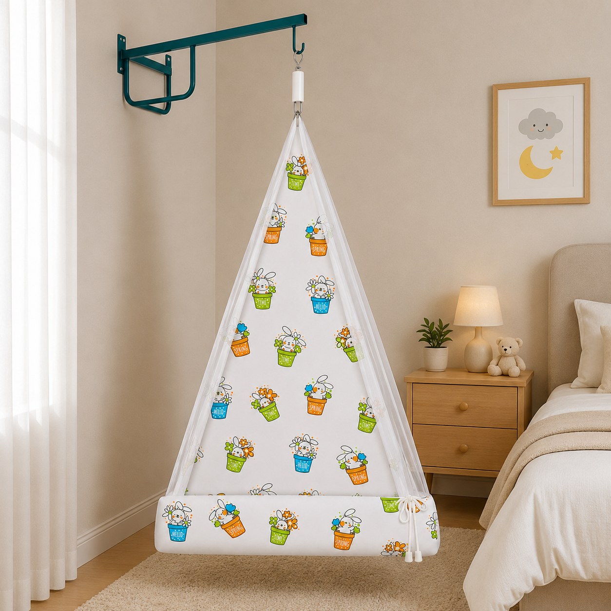 Premium Baby Cradle Cloth with Mosquito Net | Soft Cotton Hanging Cradle Fabric | Breathable | Newborn Baby Swing Cloth