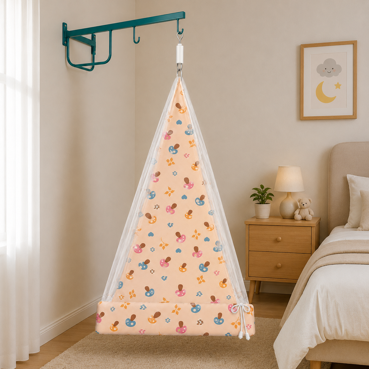 Premium Baby Cradle Cloth with Mosquito Net | Soft Cotton Hanging Cradle Fabric | Breathable | Newborn Baby Swing Cloth