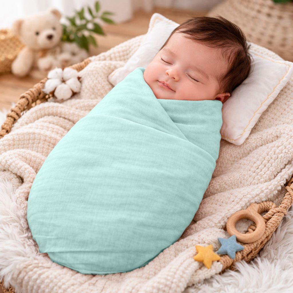 Organic 100% Cotton Baby Muslin Swaddle Cloth | Ultra-Soft & Breathable | 110×110 cm | Newborn–12 Months | Pack of 1