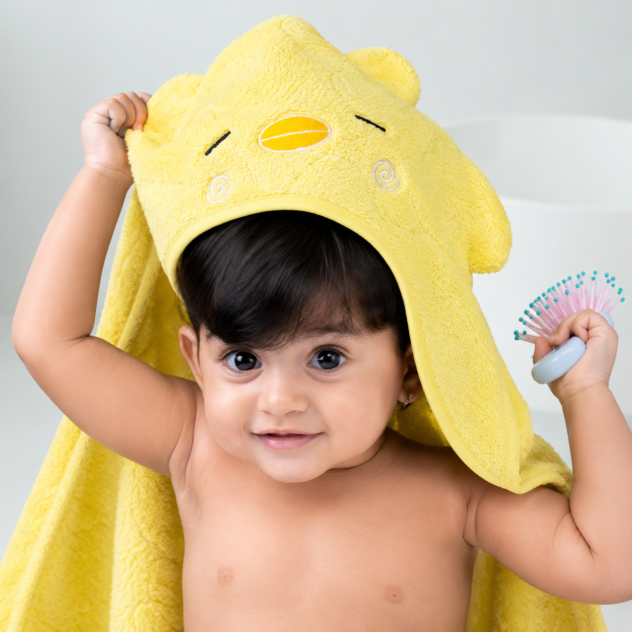 Soft Baby Fur Hooded Towel for Newborns & Toddlers | Ultra Absorbent Bath Towel
