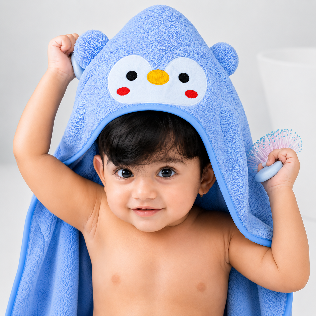 Soft Baby Fur Hooded Towel for Newborns & Toddlers | Ultra Absorbent Bath Towel