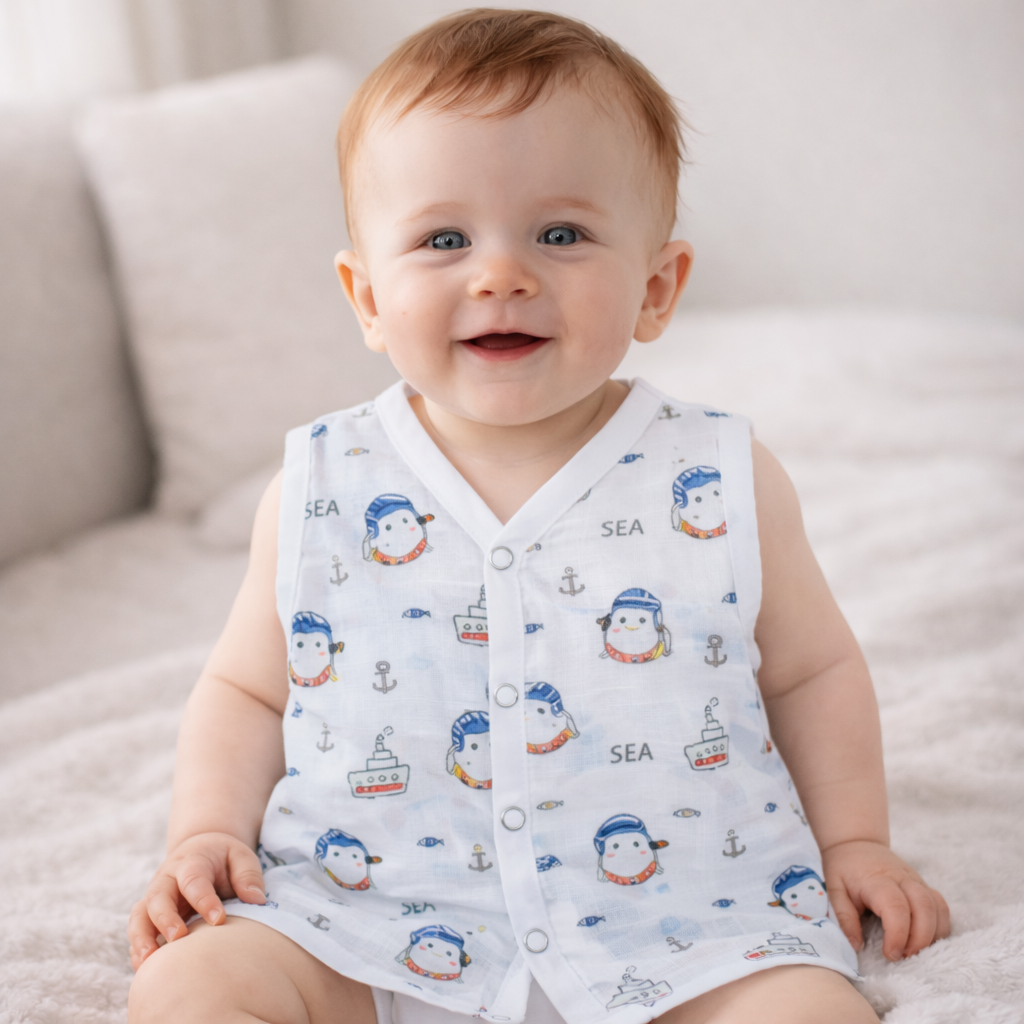 Muslin Button Type Jablas | Muslin Front Button Top For Babies