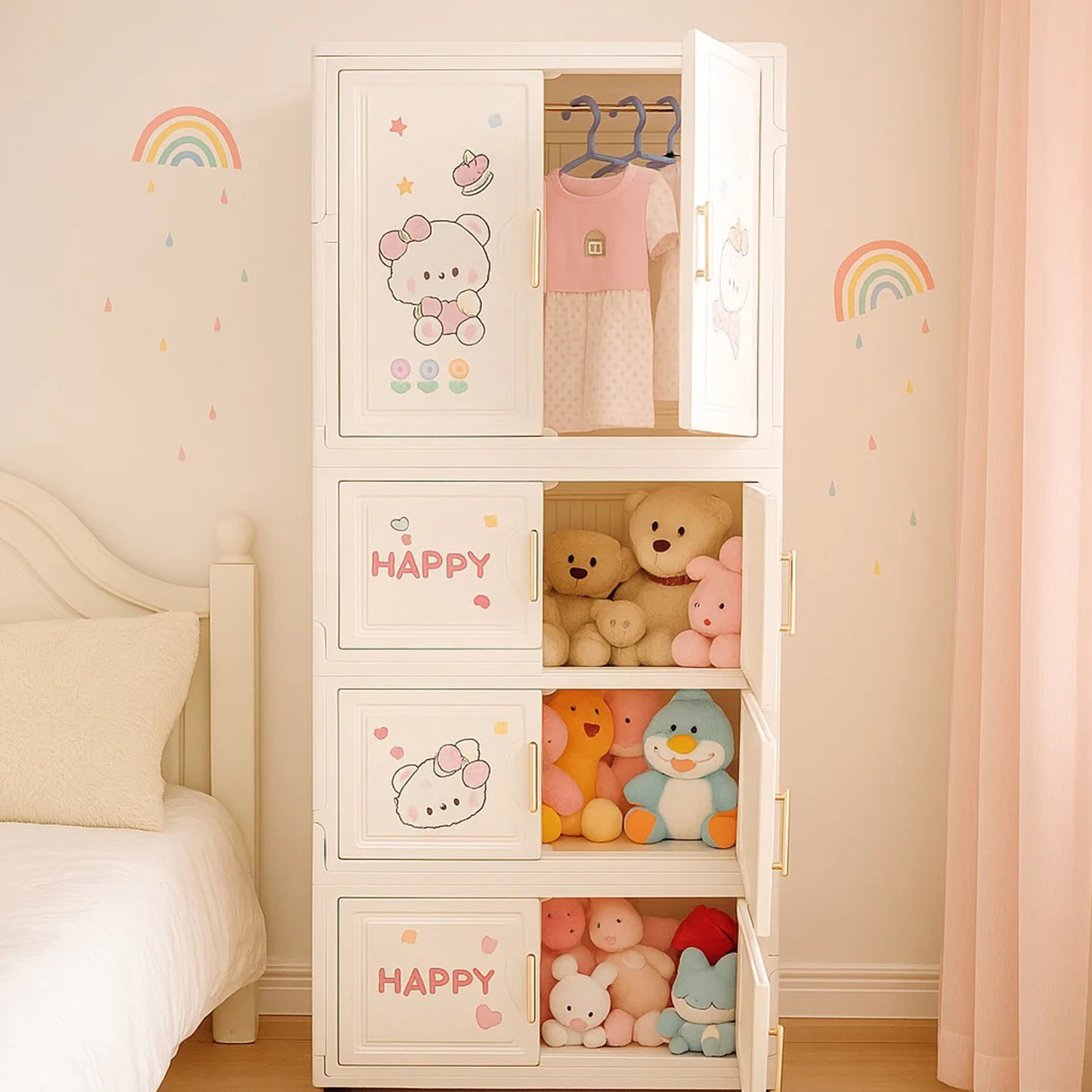 Kids Wardrobe Organizer| Multi-Layer Baby Clothes Storage Cabinet with Shelves | Space Saving Kids Storage Wardrobe(68x36x164 cm) (Copy)