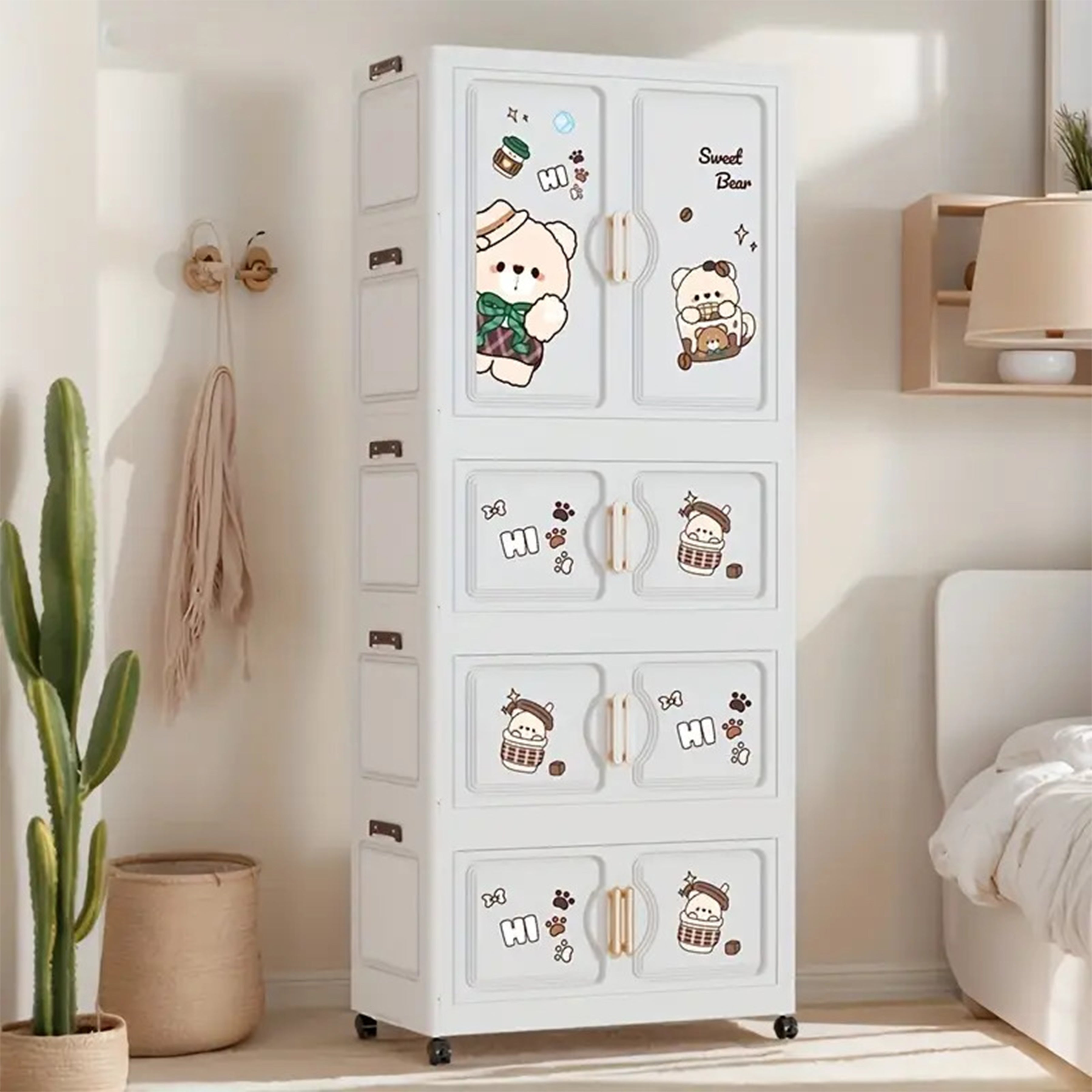 Kids Wardrobe Organizer| Multi-Layer Baby Clothes Storage Cabinet with Shelves | Space Saving Kids Storage Wardrobe(68x36x164 cm)