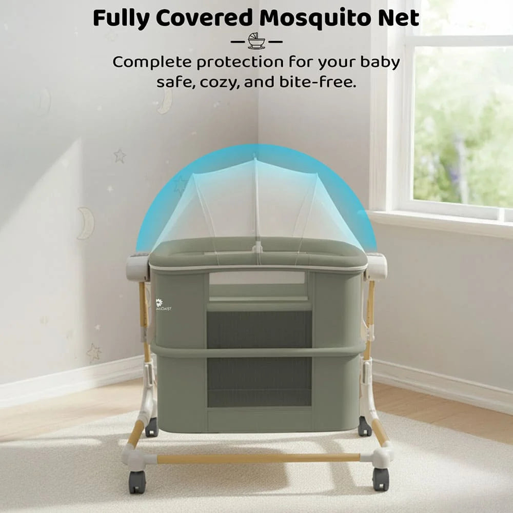 StarAndDaisy Deluxe 4-in-1 Electric Baby Swing Cradle with Adjustable Height | Automatic Baby Swing, Bedside Bassinet & Playpen | Newborn Baby Crib