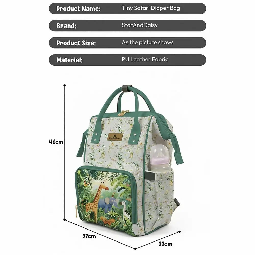 Floral Baby Diaper Bag Backpack with Jungle Animal Front Pocket | Large Capacity Water-Resistant Mommy Travel Bag with Insulated Bottle Pockets & Multiple Compartments