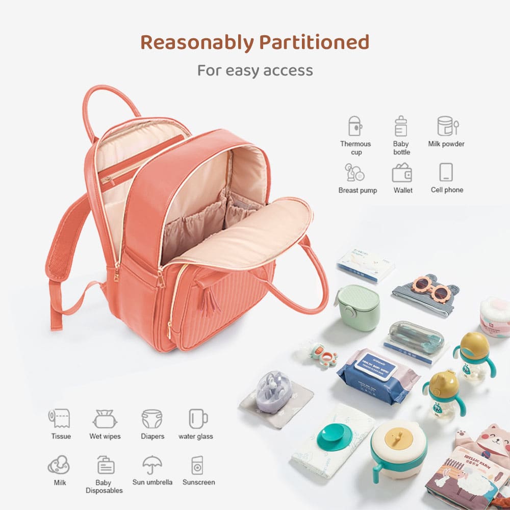 StarAndDaisy PU leather Baby Diaper Bag, Insulated Pockets, Multiple Compartments, And Large Storage Capacity – Luxe