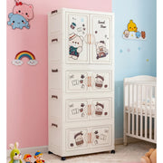 Kids Wardrobe Organizer| Multi-Layer Baby Clothes Storage Cabinet with Shelves | Space Saving Kids Storage Wardrobe(68x36x164 cm)
