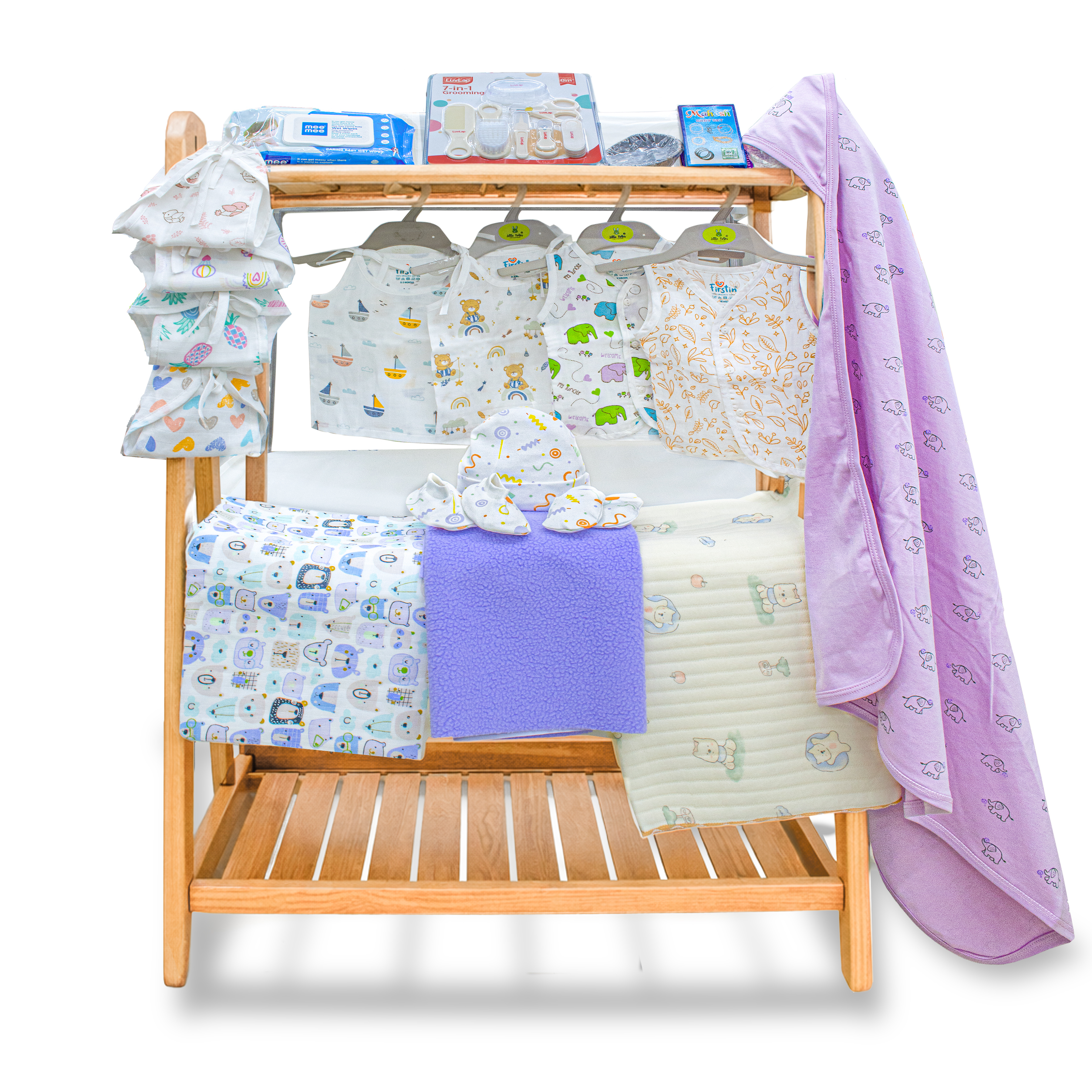 Newborn Baby Combo Kit (17 Items) – Complete Hospital Bag Essentials Set | Jabla, Nappies, Swaddle, Blanket & Grooming Kit