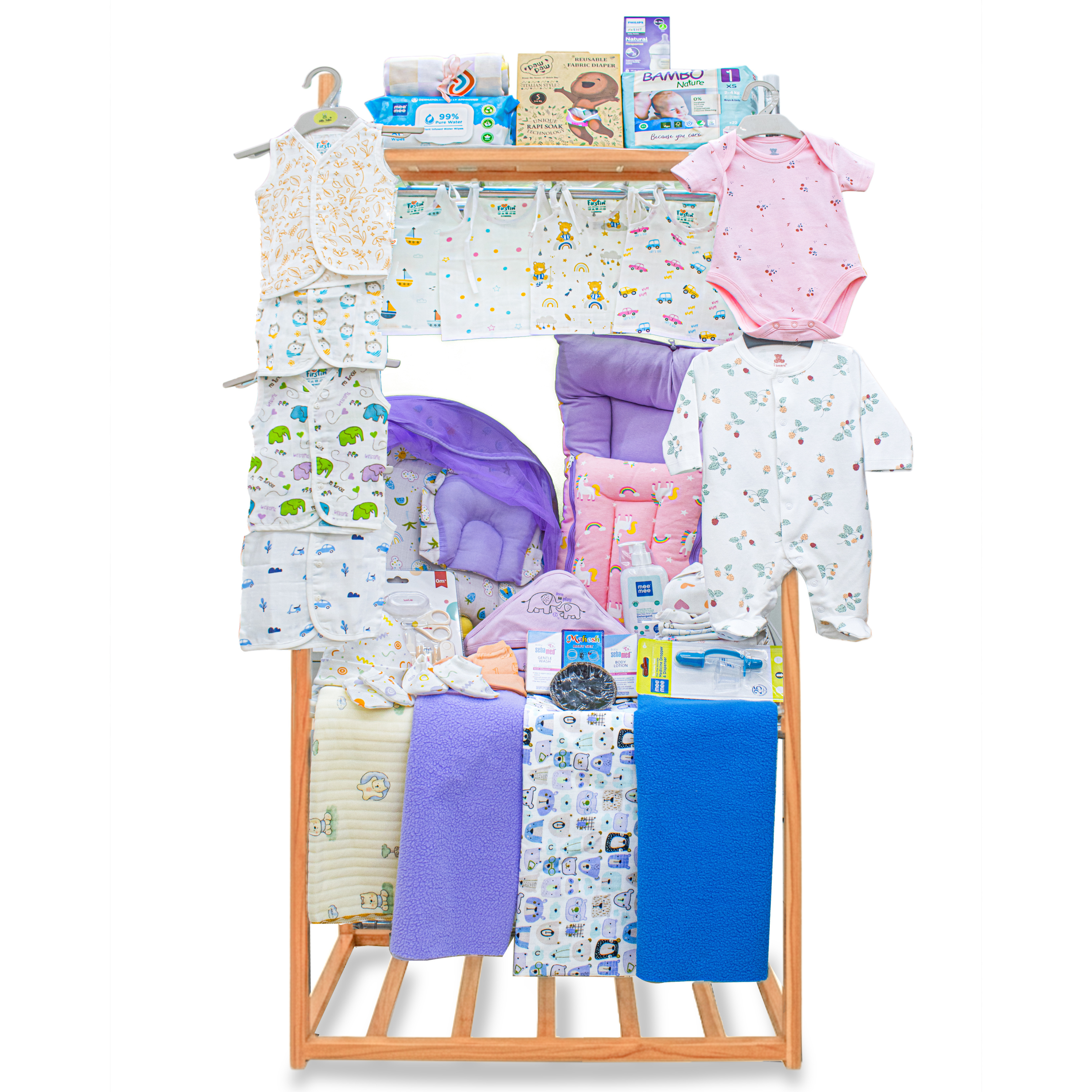 Newborn Baby Mega Combo Kit (39 Items) | Complete Baby Care Essentials Set with Clothing, Grooming, Feeding & Bedding | Value Pack for Newborns