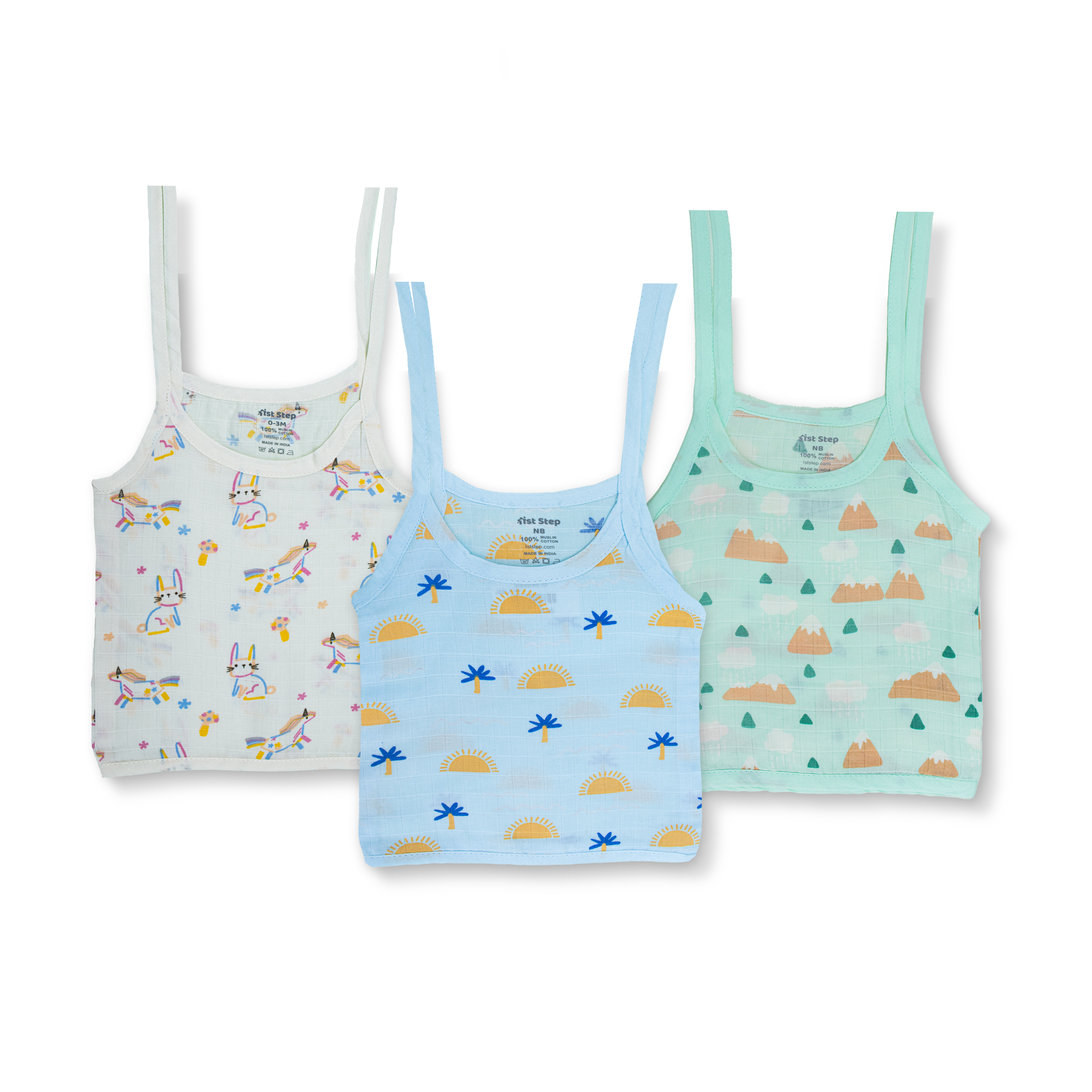 Muslin Knot Jabla for Newborn Baby (Combo of 3) | 100% Soft Cotton Muslin Tie-Up Tops | Breathable Daily Wear for Infants 0–3 Months