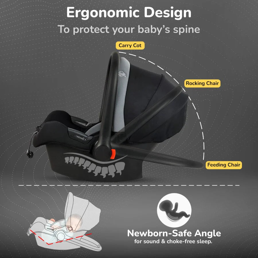 Picaboo Sportz 3-in-1 Convertible Baby Carry Cot, Rocker & Feeding Chair | Portable Newborn to Toddler Seat | Comfortable & Multi-Functional Baby Gear