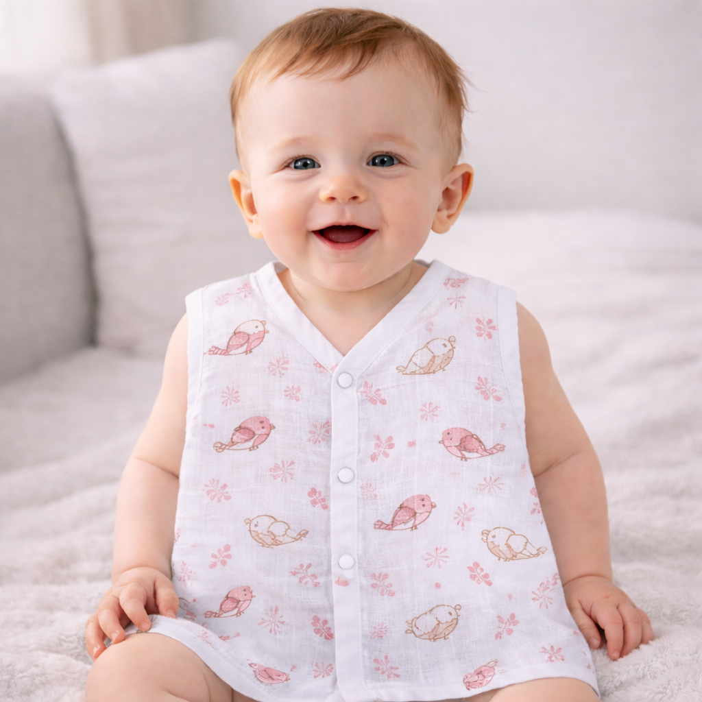 Muslin Button Type Jablas | Muslin Front Button Top For Babies