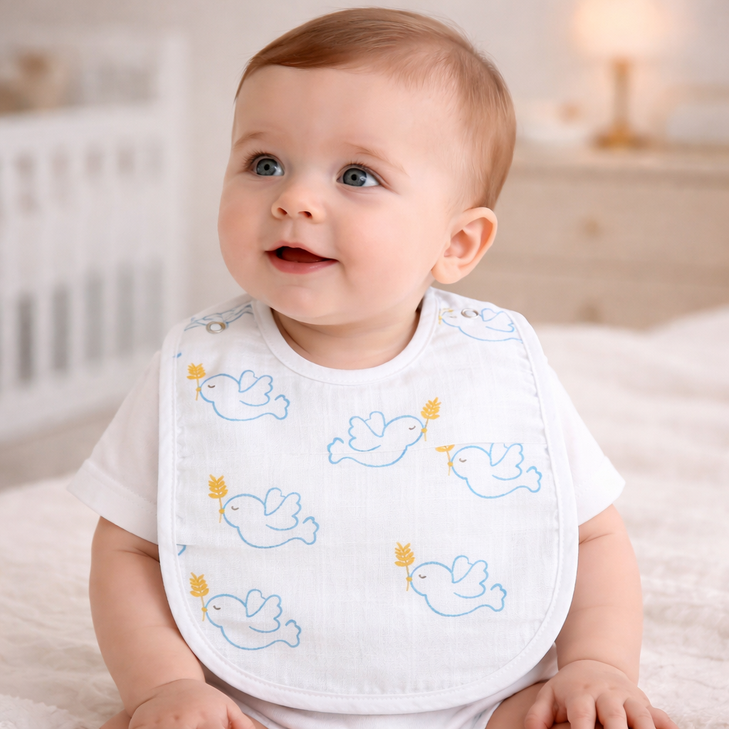 Baby Bibs | Soft Muslin Feeding Bib for Newborns & Infants | Absorbent & Comfortable Baby Feeding Essential