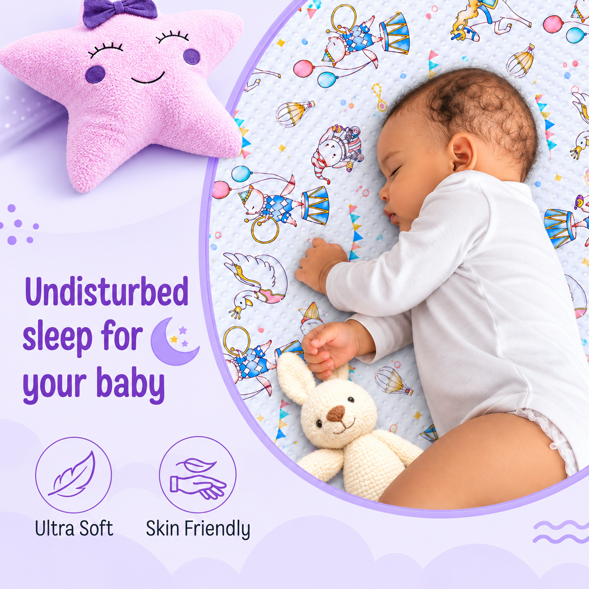Baby Dry Sheet Waterproof Cotton Mattress Protector for Newborns & Kids | Soft Baby Bed Protector with Cute Printed Design