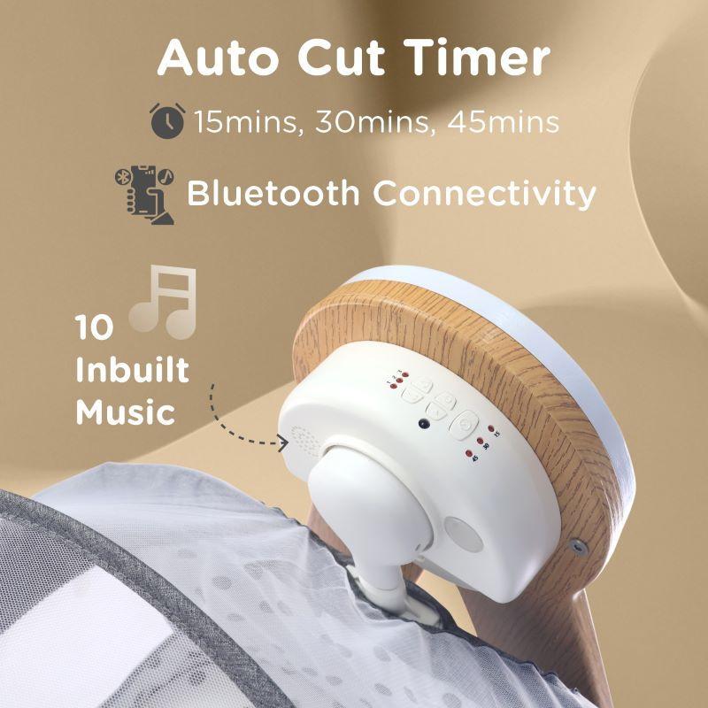 Electric Baby Cradle for Newborns & Infants – Automatic Swing Cradle with Music, Timer & Safety Lock | Grey