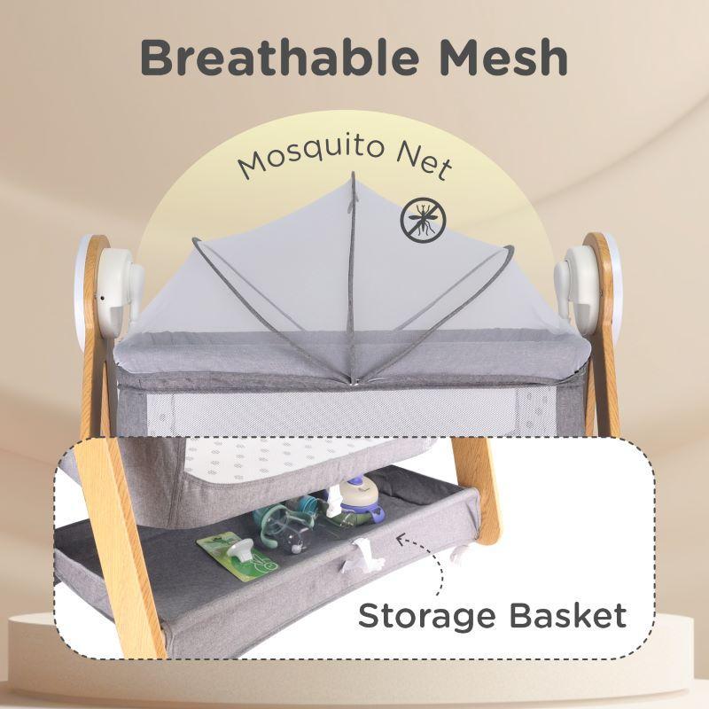 Electric Baby Cradle for Newborns & Infants – Automatic Swing Cradle with Music, Timer & Safety Lock | Grey