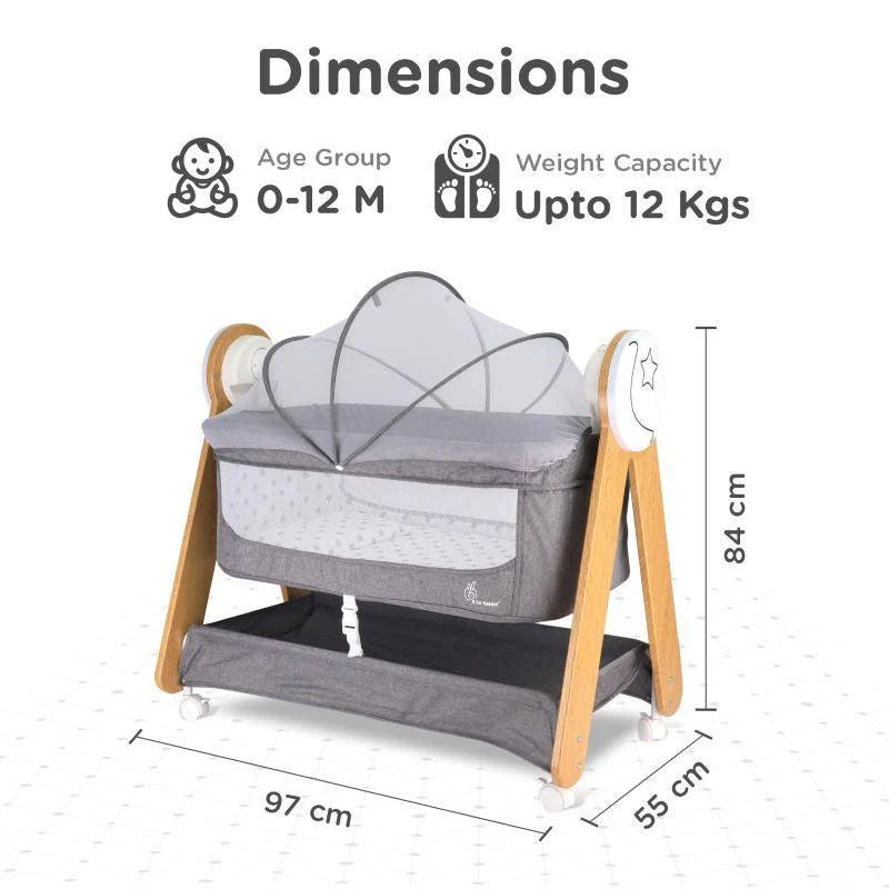 Electric Baby Cradle for Newborns & Infants – Automatic Swing Cradle with Music, Timer & Safety Lock | Grey