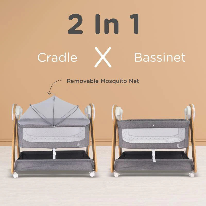 Electric Baby Cradle for Newborns & Infants – Automatic Swing Cradle with Music, Timer & Safety Lock | Grey