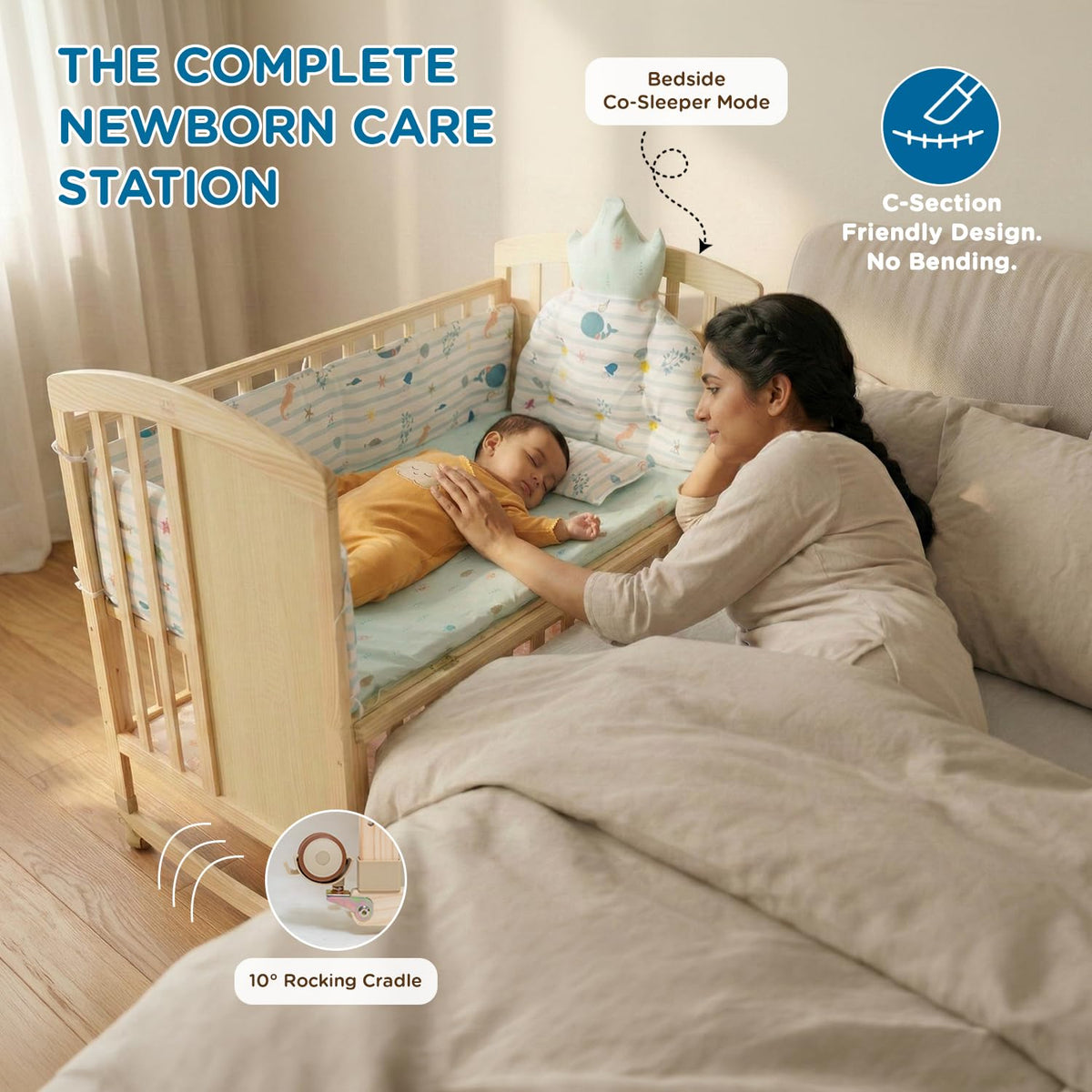 ee Mee 12-in-1 Wooden Baby Cot | Multi-Functional Convertible Baby Crib & Bed for Newborns and Kids