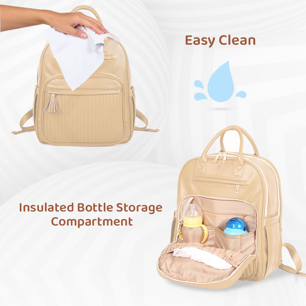 StarAndDaisy PU leather Baby Diaper Bag, Insulated Pockets, Multiple Compartments, And Large Storage Capacity – Luxe