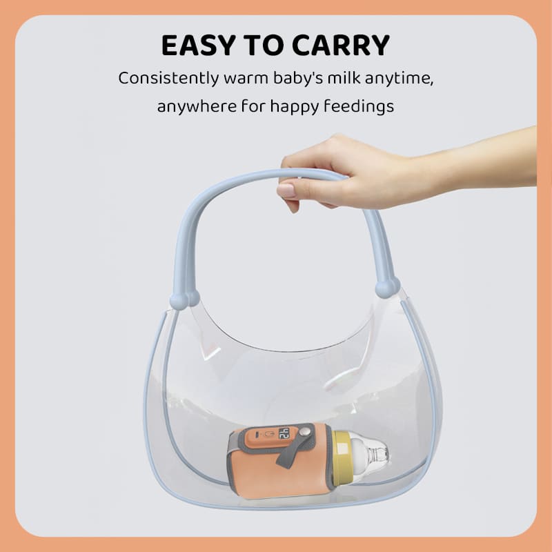 StarAndDaisy Rechargeable Portable Baby Feeding Bottle Warmer with 5-Speed Temperature Adjustment, USB Charging, Universal Bottle Fit, Travel-Friendly Milk Warmer – Orange & Yellow